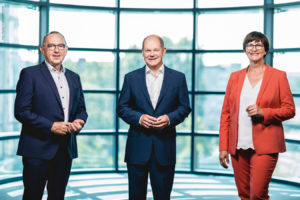 Die Parteivorsitzenden mit Olaf Scholz