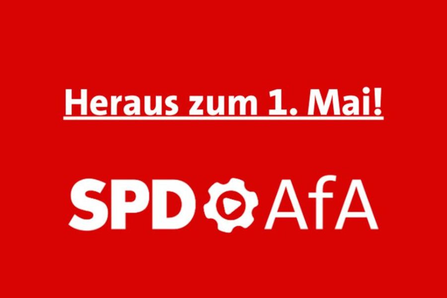 Text: HERAUS ZUM 1. MAI!