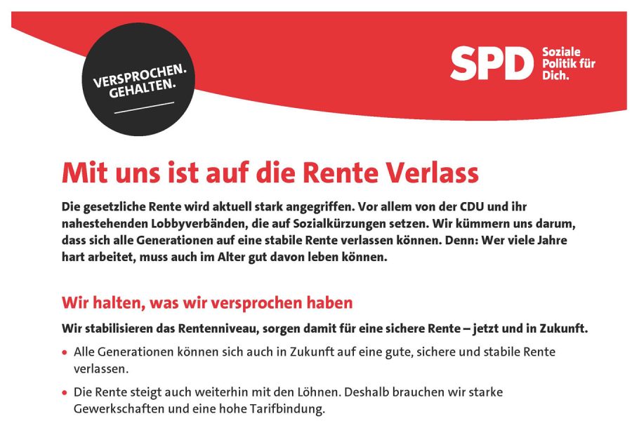 Mit uns ist auf die Rente Verlass!